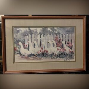 Dorothy Shoemaker Original ‘Geese and Tulips' Watercolor